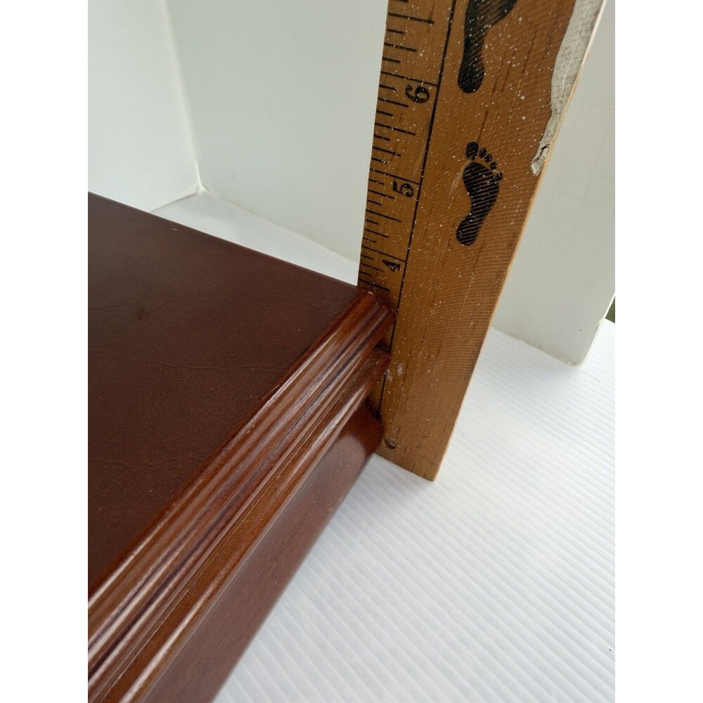 Vintage Wooden Jewelry Box 2 Tier Removable Tray Ring Storage Velvet Lined 7” - Picture 15 of 15